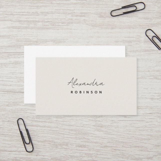 Monogram Ivory Minimalist Feminine Business Card (Front/Back In Situ)