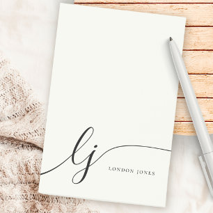 Monogram Ivory White Modern Minimalist Feminine Post-it Notes