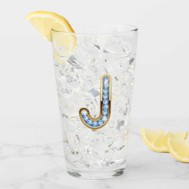 Monogram J - 16 oz Glass  (Front Ice)