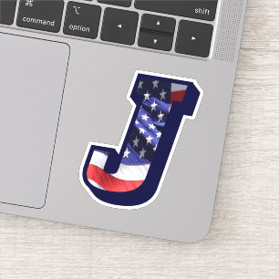 Monogram J American Flag Letter J Initial USA