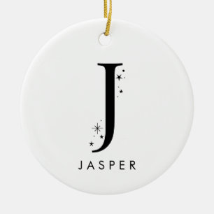 Monogram J Celestial Name  Ceramic Tree Decoration