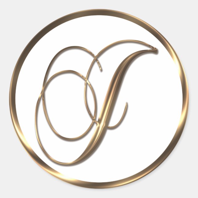 Monogram J Faux Bronze Classic Round Sticker (Front)
