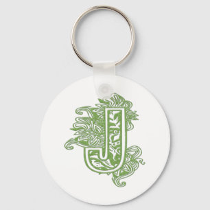 MONOGRAM J GREEN KEY RING