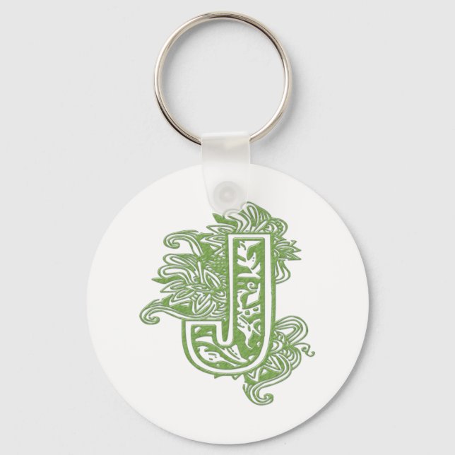MONOGRAM J GREEN KEY RING (Front)