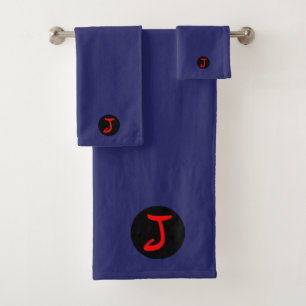 Monogram J in Red  Bath Towel Set