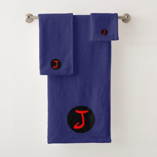 Monogram J in Red Bath Towel Set