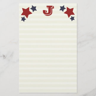 Monogram J / Initial J Stars & Stripes Stationery