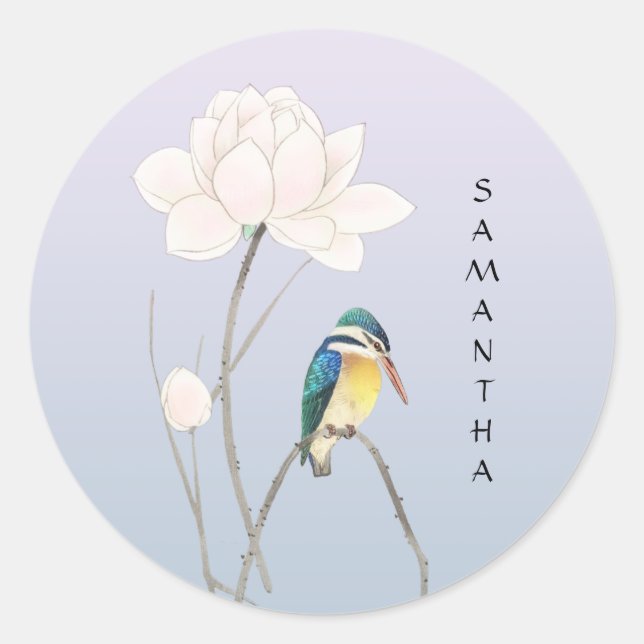Monogram Japanese Vintage Kingfisher Sticker (Front)