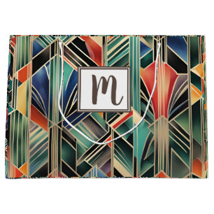 Monogram Jazzy Geometric Elegant Classic Boho Large Gift Bag