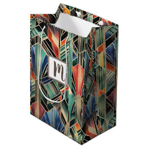 Monogram Jazzy Geometric Elegant Classic Boho Medium Gift Bag