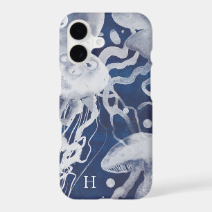 Monogram Jellyfish on Navy Background