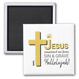 Monogram JESUS RANSOMED ME Christian Easter Magnet