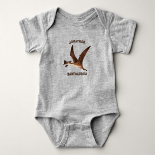 Monogram Jurassic wild animal cute grey brown Baby Bodysuit