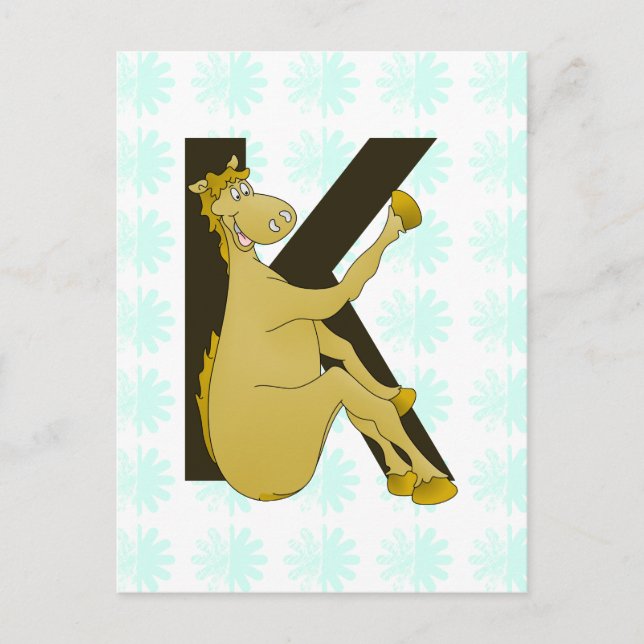 Monogram K Flexible Horse Personalised Postcard (Front)