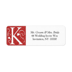 Monogram K Hearts Red White Wedding Colours Return