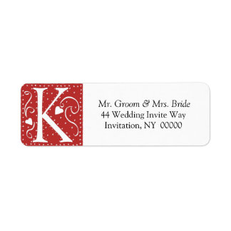 Monogram K Hearts Red White Wedding Colours Return