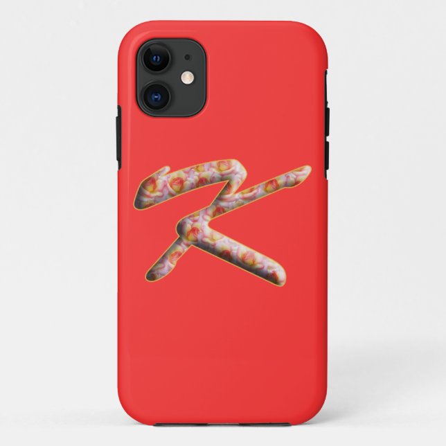 Monogram K in Roses Pattern Iphone 5 Case (Back)