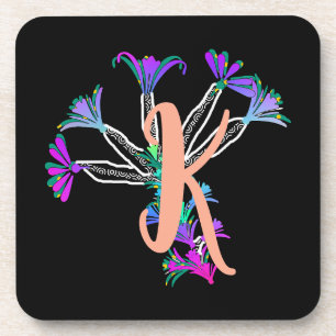 Monogram K Initial Beverage Coaster