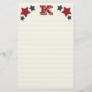 Monogram K / Initial K Stars & Stripes Stationery
