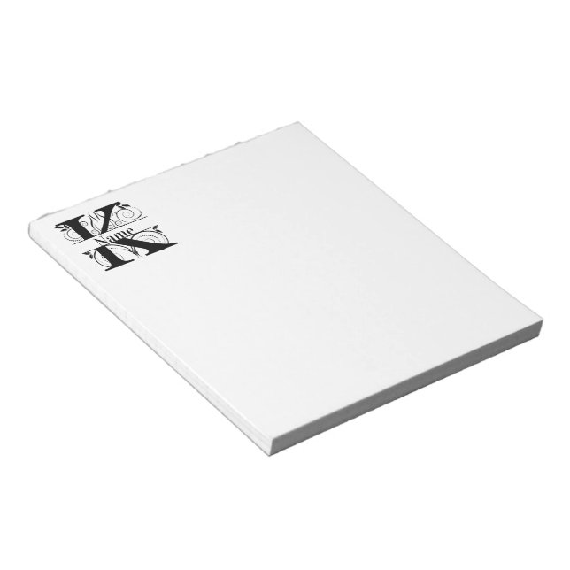 Monogram K Initial Stationary Desk Notepad (Angled)