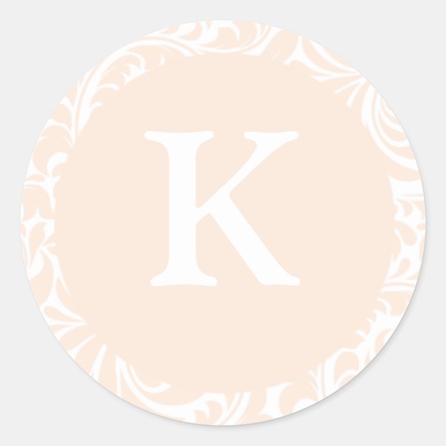 Monogram K Ivory Colour Wedding Monograms Invite E Classic Round Sticker (Front)