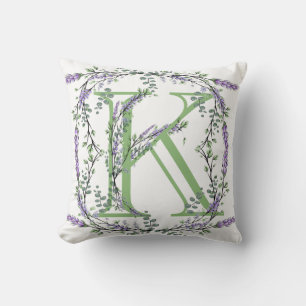Monogram K Lavender Eucalyptus Cushion