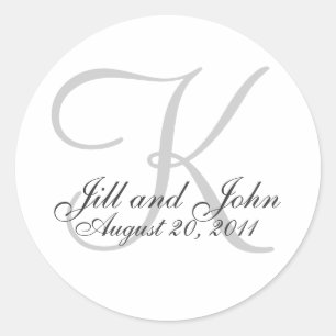 Monogram K Wedding White Bride Groom Seal Sticker