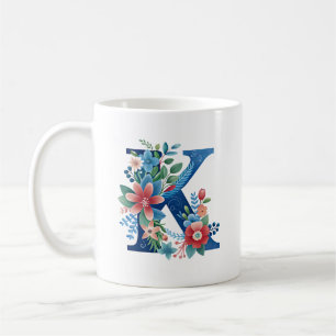 Monogram K with decorative floral design Coffee Mug