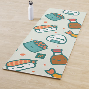 Monogram Kawaii Cute Japanese Sushi Pattern Yoga Mat