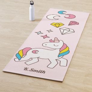 Monogram. Kawaii Cute Magical Unicorn. Yoga Mat