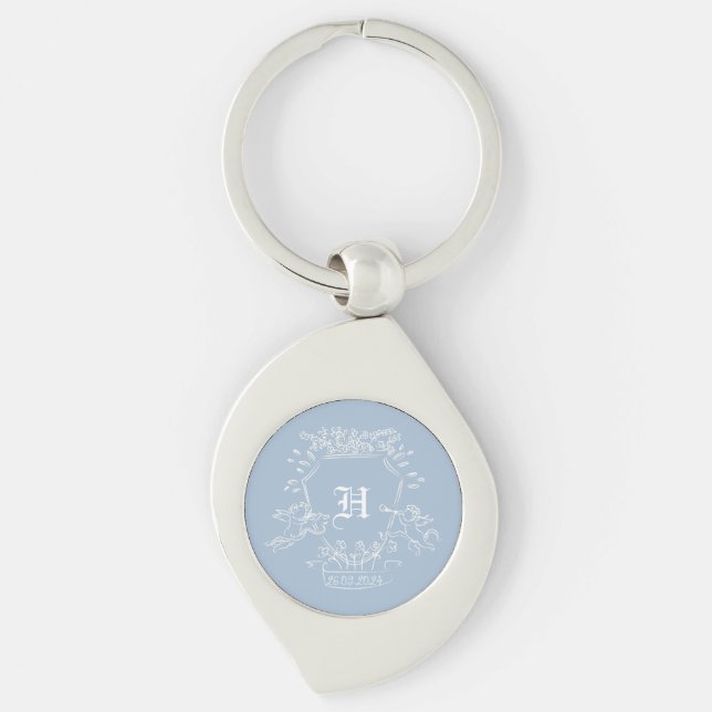 Monogram Keepsake Blue Key Chain (Front)
