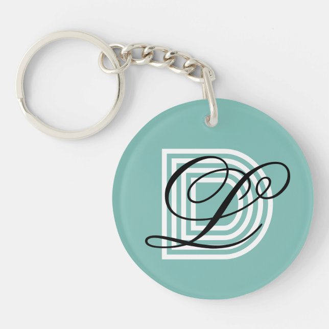 Monogram keychain elegant minimal chic modern blue (Front)