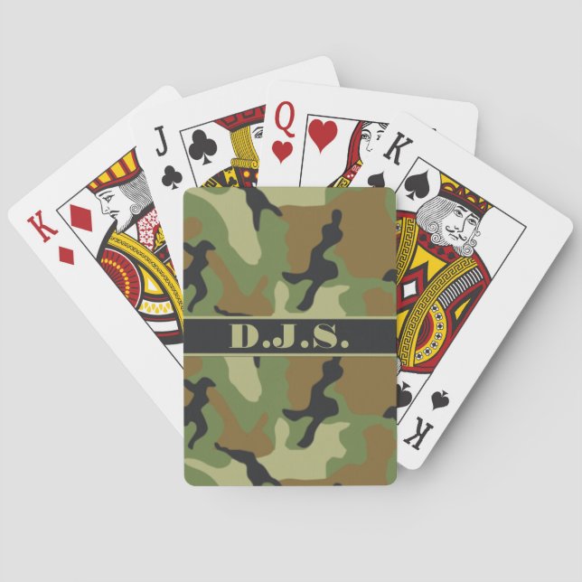 Monogram Khaki, Black, Brown Camo Playing Cards (Back)