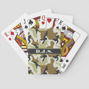 Monogram Khaki, Black, Tan Camo Playing Cards