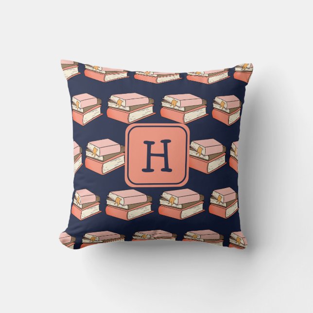 Monogram Kids Book Themed Reading Throw Pillow (Front)