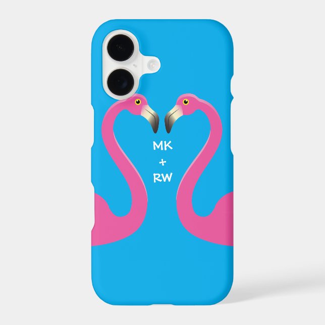 Monogram Kissing Flamingos iPhone 7 Plus Blue (Back)