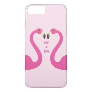 Monogram Kissing Flamingos iPhone 7 Plus Pink iPhone 8 Plus/7 Plus Case