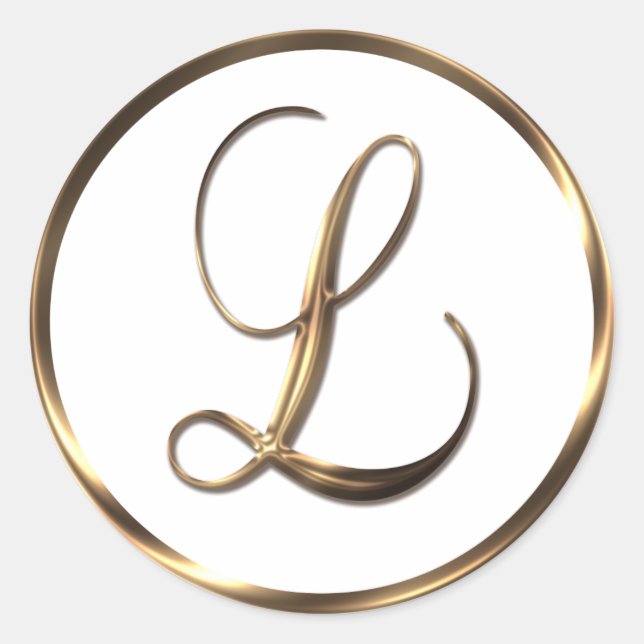 Monogram L Faux Bronze Classic Round Sticker (Front)