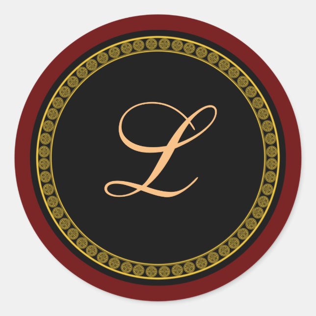 Monogram "L" gold-coloured script  Classic Round Sticker (Front)