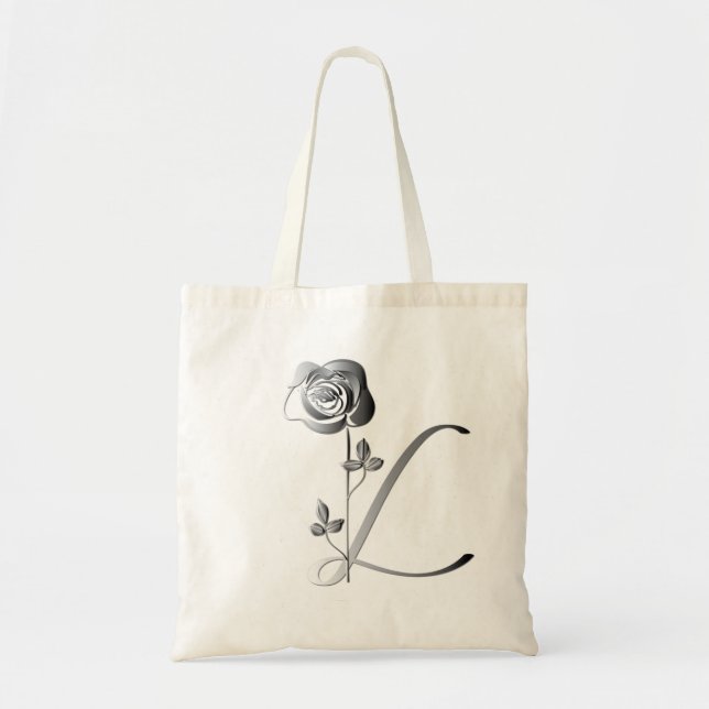 Monogram L Hand-written w/Rose Tote Bag (Front)