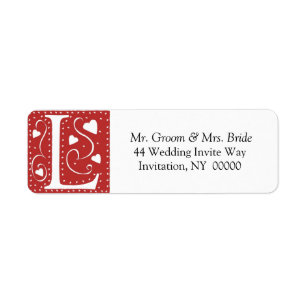 Monogram L Hearts Red White Wedding Colours Return