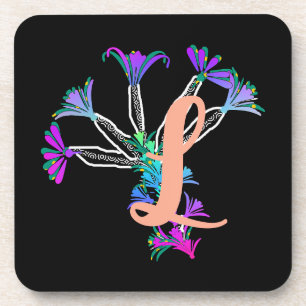 Monogram L Initial  Beverage Coaster