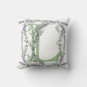 Monogram L Lavender Eucalyptus Cushion