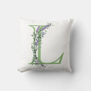 Monogram L Lavender Eucalyptus Cushion