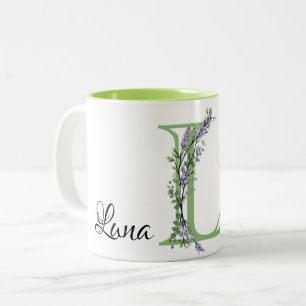Monogram L Lavender Eucalyptus Two-Tone Coffee Mug
