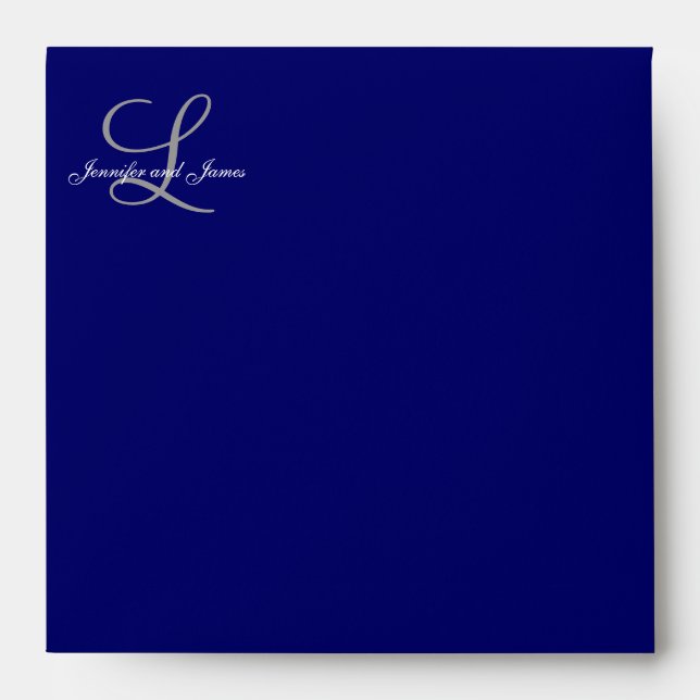 Monogram L Navy Wedding Invitation Envelope (Front)