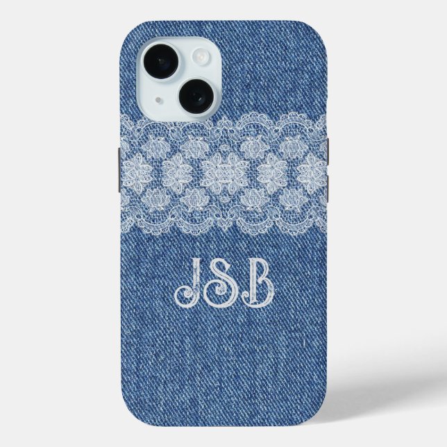 Monogram Lace Denim iPhone / iPad case (Back)