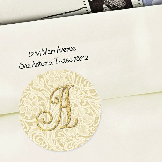 Monogram Lace Envelope Seal Gold (Creator Uploaded)
