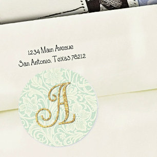 Monogram Lace Envelope Seal Gold Blue