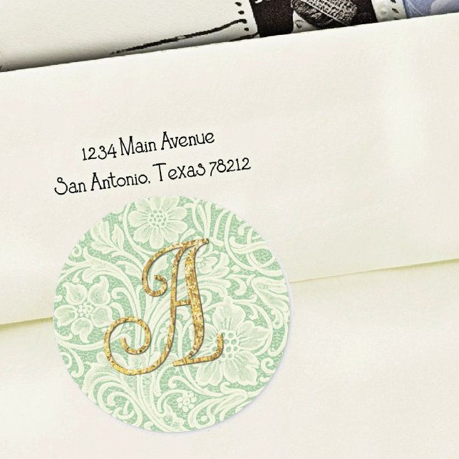 Monogram Lace Envelope Seal Gold Green (Creator Uploaded)